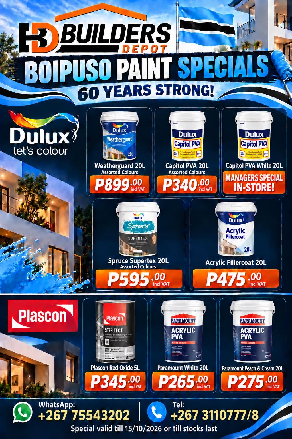 Boipuso Paint Specials at Builders Depotcelebrate 60