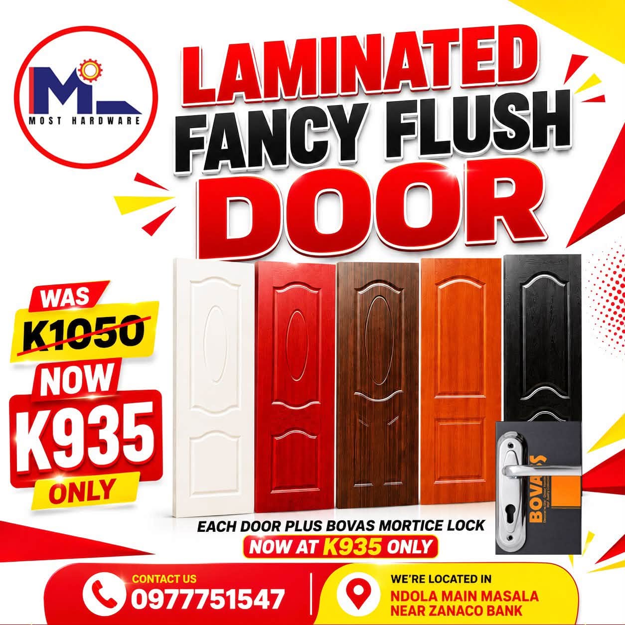 LAMINATED FANCY FLUSH DOORS - NOW ONLY K935!