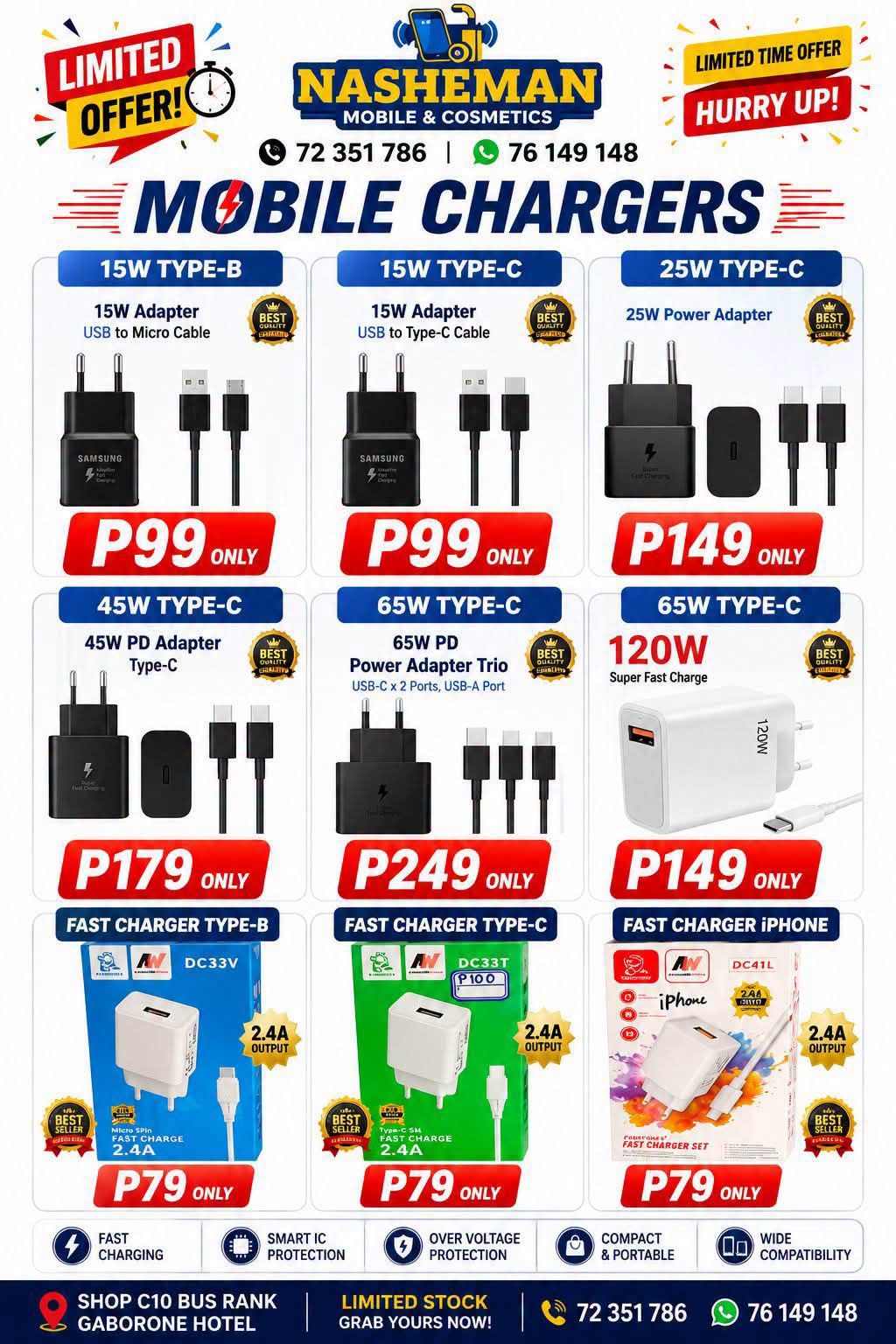 Fast Charging Deals 15w 25w 45w 65w 120w Chargers Type B