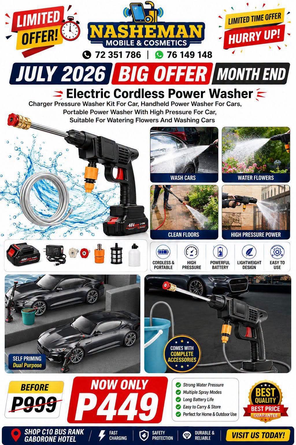 Mega Deal Electric Cordless Power Washer Now Only p449