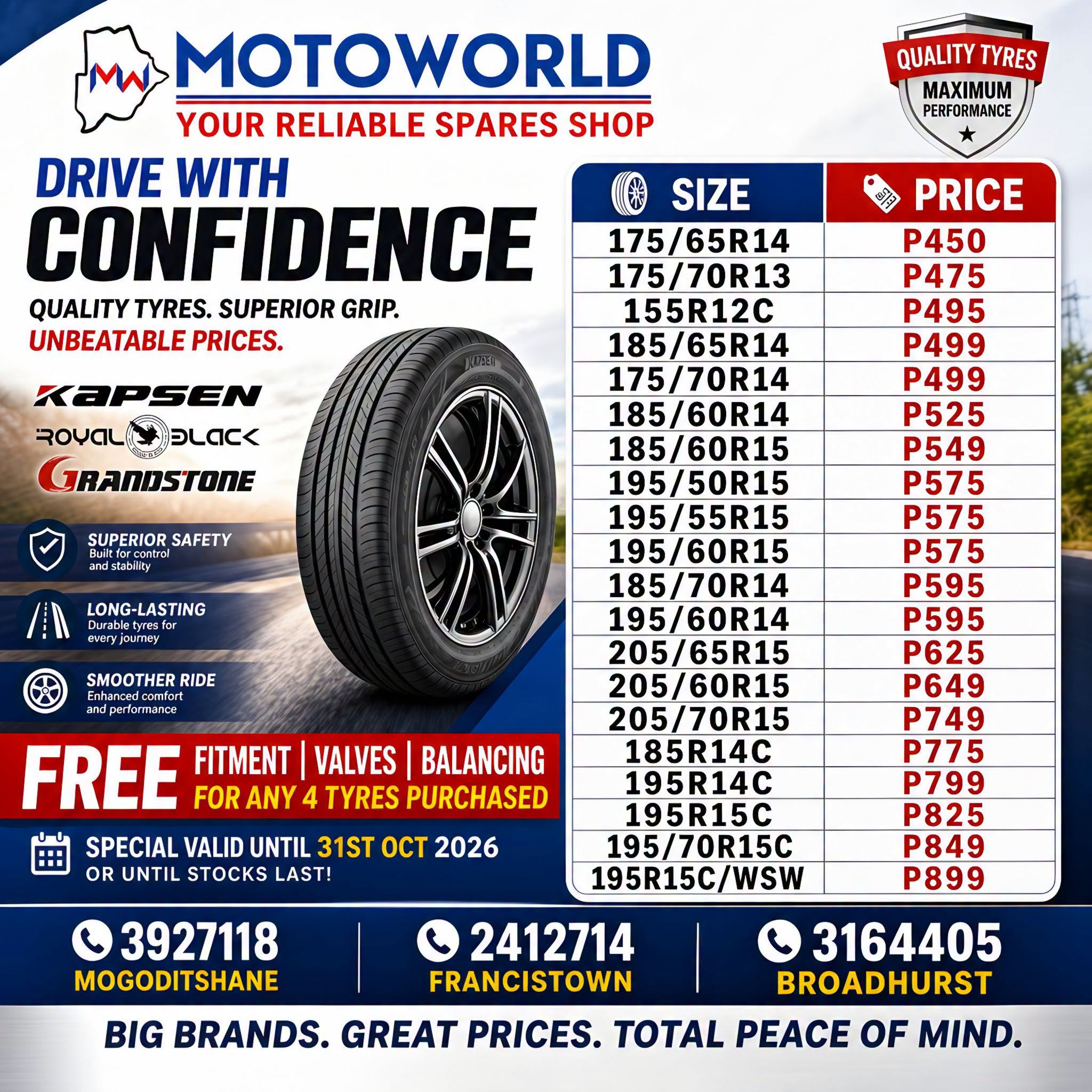 NEW TYRES HOTTEST PRICES Buy a Set of Brand New Tyres