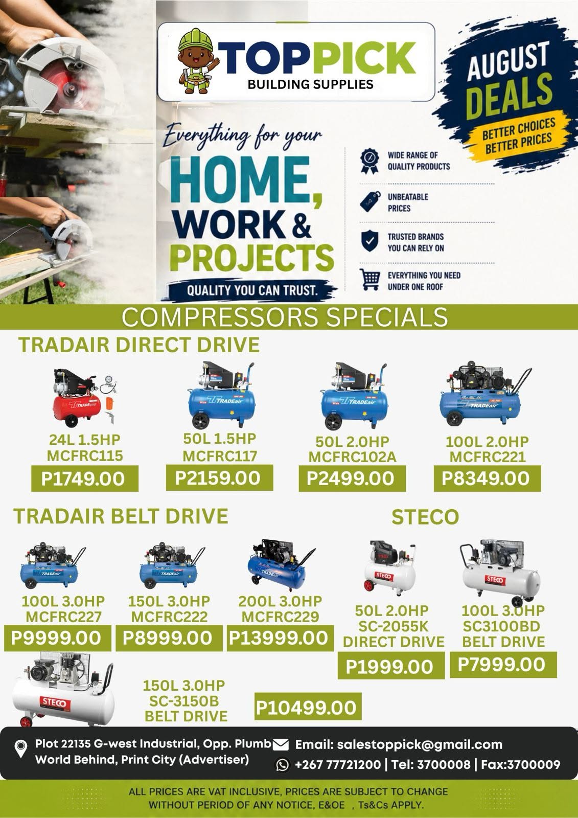 Power Up Your Projects with August Compressor Specials!