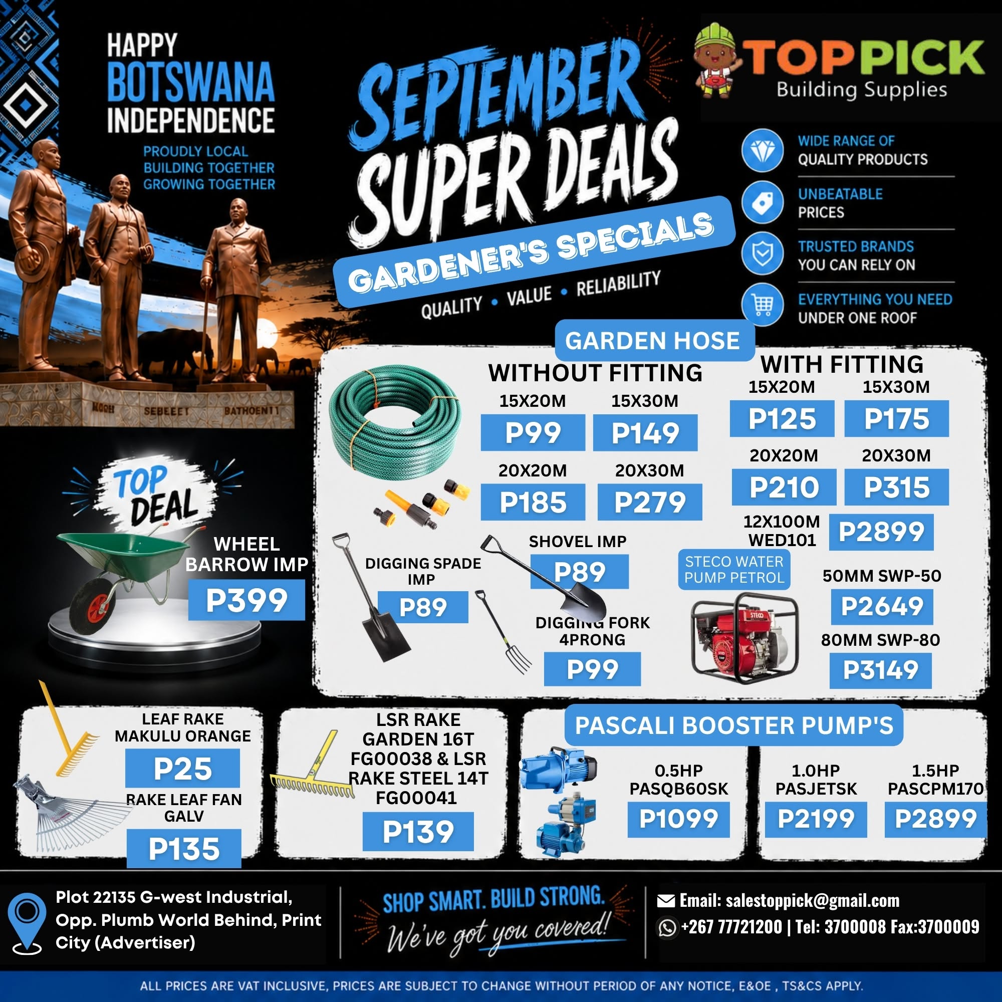 SEPTEMBER SUPER DEALS AT TOPPICK BUILDING SUPPLIES!