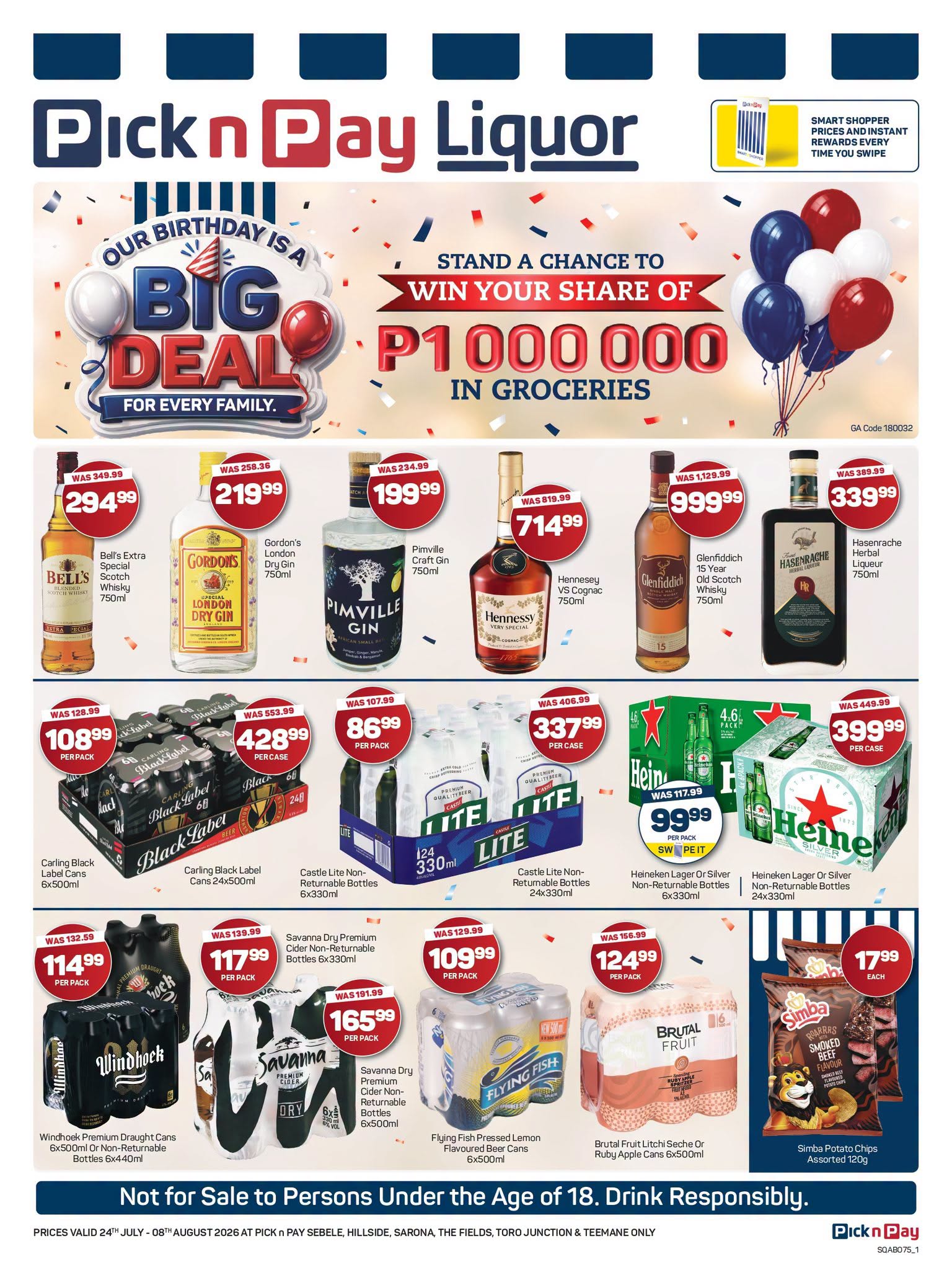 Month-end Liquor Offers Are Available at Selected Pick N