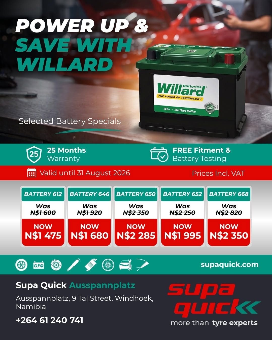 POWER UP SAVE WITH WILLARD Selected Battery Specials Are