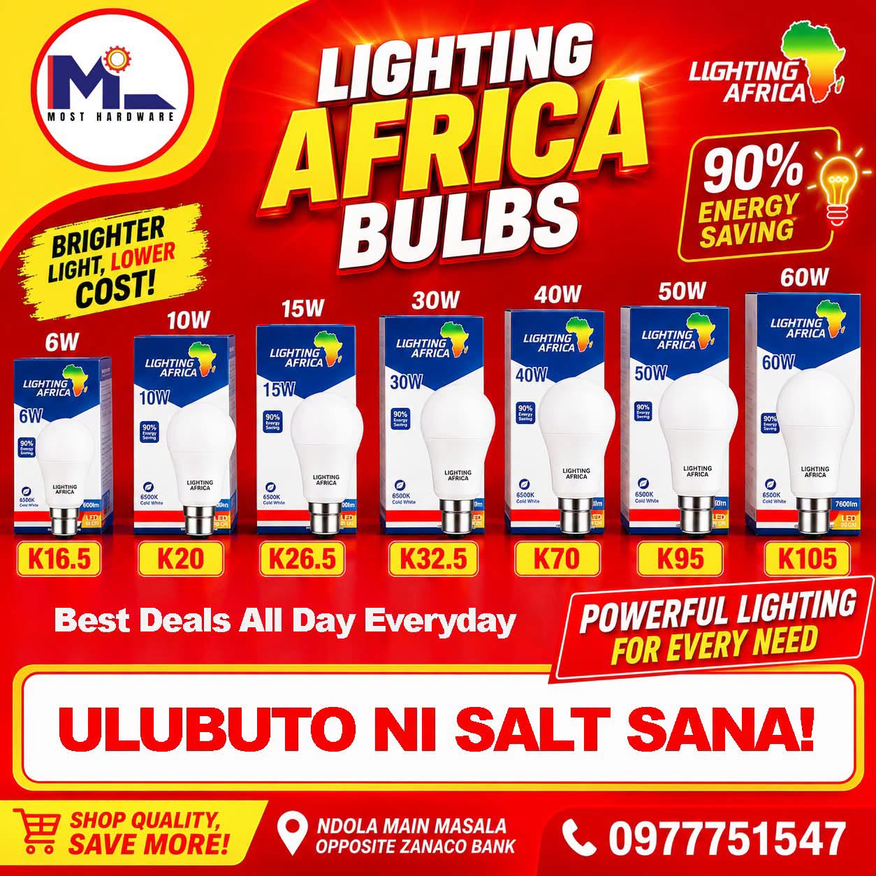 Lighting Africa Energy Serving Bulbs Restocked All Sizes