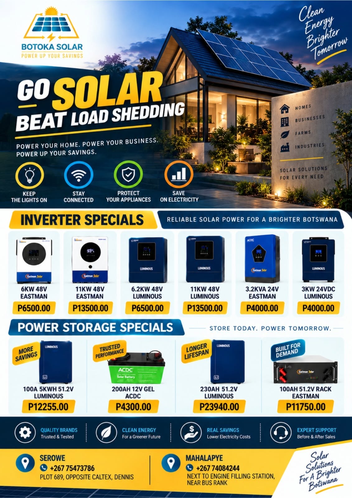 GO SOLAR. BEAT LOAD SHEDDING. POWER UP YOUR SAVINGS!